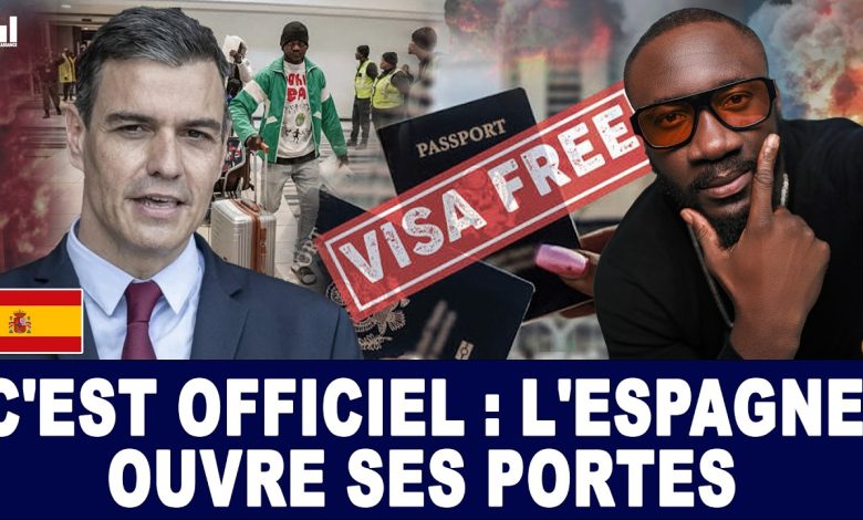 Passeport et carte de l’Afrique illustrant les pays africains cités pour un voyage sans visa en Espagne