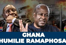 Drapeaux du Ghana et de l’Afrique du Sud illustrant les tensions diplomatiques évoquées autour de la visite de Cyril Ramaphosa