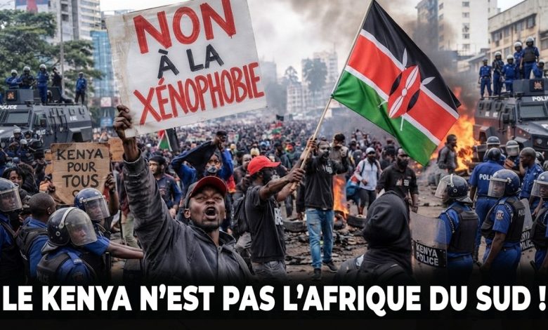 Manifestants kenyans dénonçant la xénophobie contre les commerçants étrangers