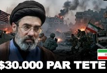 Drapeau iranien et détroit d’Ormuz sur une carte