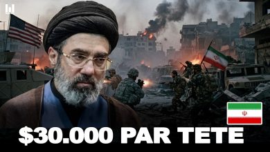 Drapeau iranien et détroit d’Ormuz sur une carte