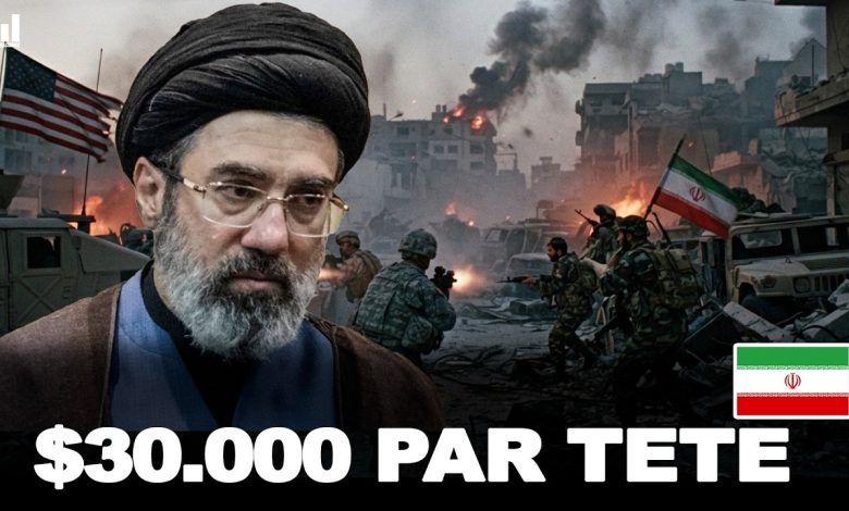 Drapeau iranien et détroit d’Ormuz sur une carte